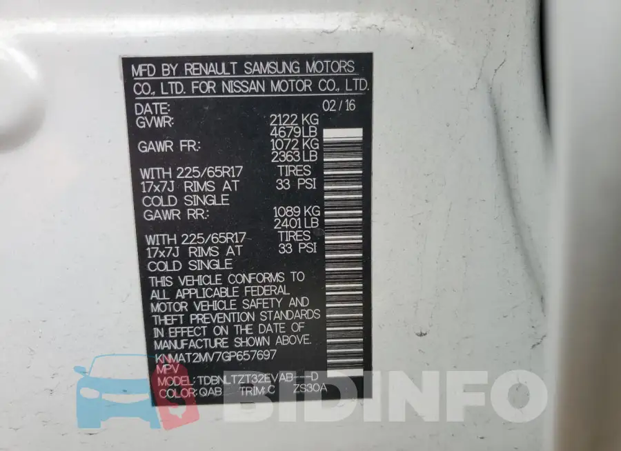 KNMAT2MV7GP657697 Photo# 13