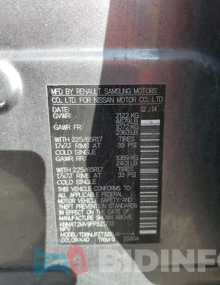 KNMAT2MV9FP521733 Photo# 12