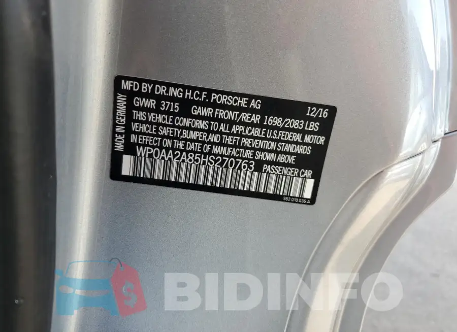 WP0AA2A85HS270763 Photo# 12