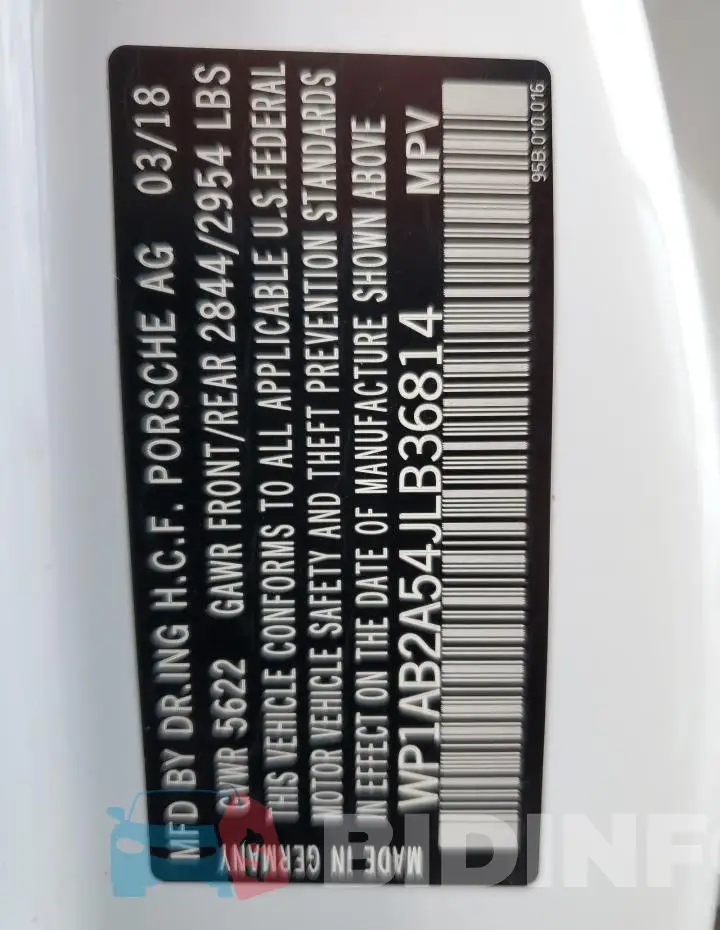 WP1AB2A54JLB36814 Photo# 13