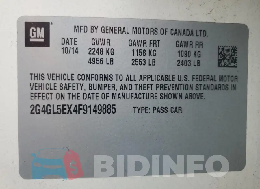 2G4GL5EX4F9149885 Photo# 12