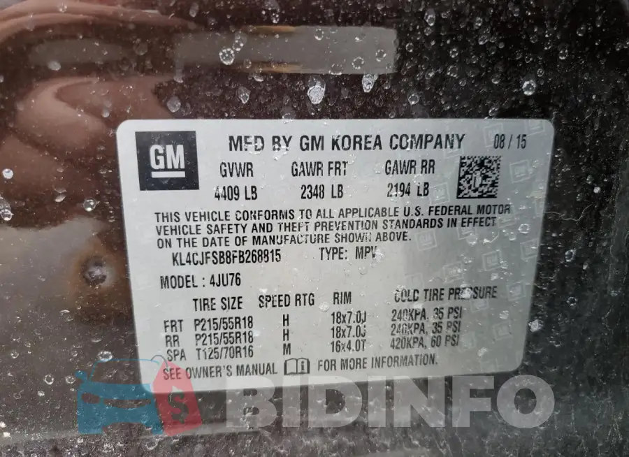 KL4CJFSB8FB268815 Photo# 13