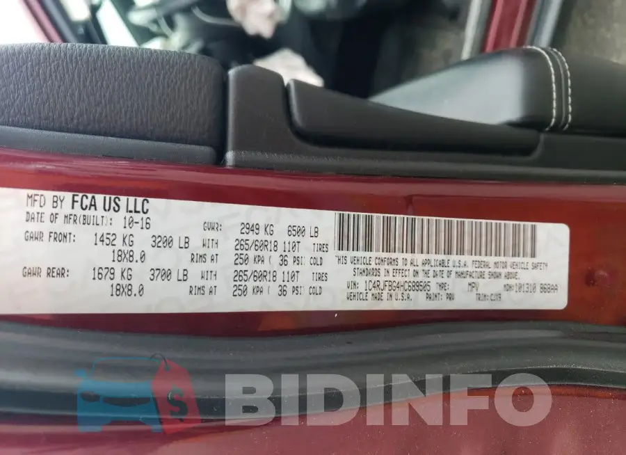 1C4RJFBG4HC689505 Photo# 14