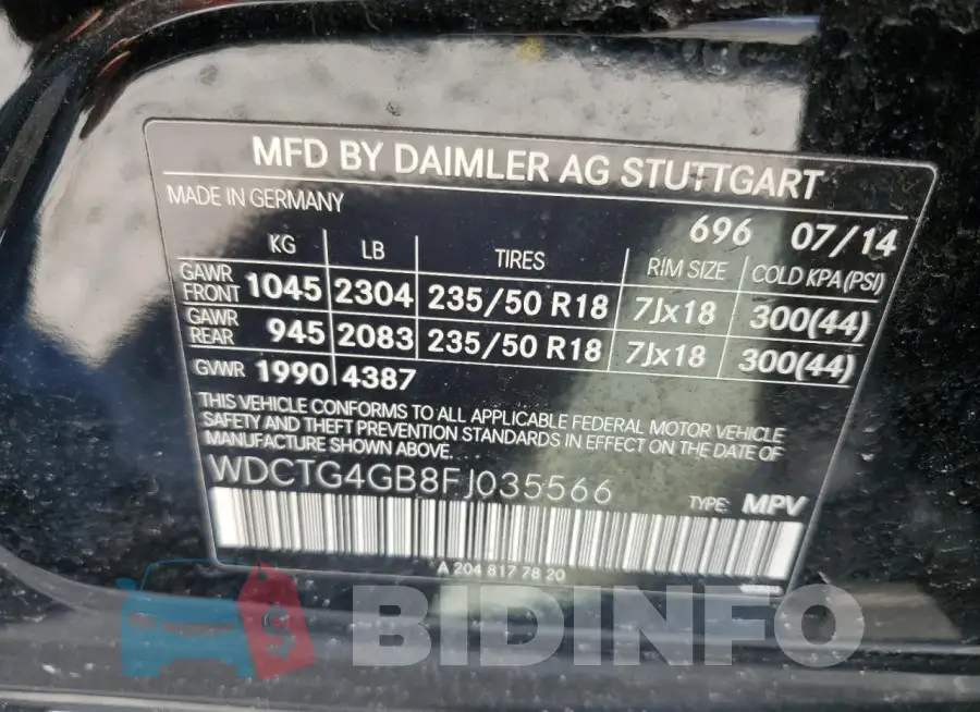 WDCTG4GB8FJ035566 Photo# 12