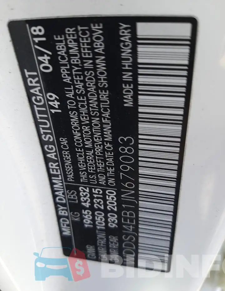 WDDSJ4EB1JN679083 Photo# 12