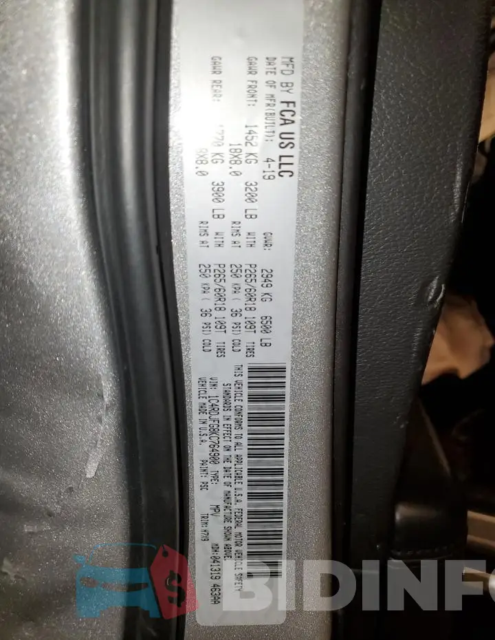 1C4RDJFG8KC764900 Photo# 13