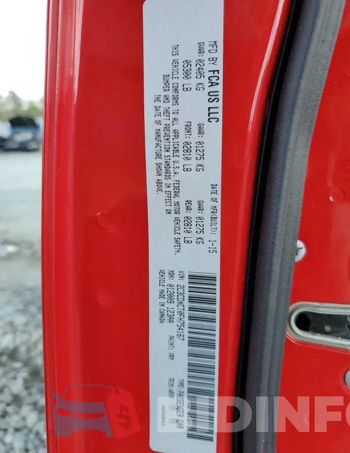 2C3CDXCT0FH754167 Photo# 13
