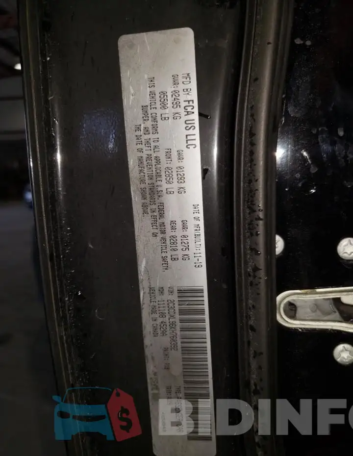 2C3CDXL96KH760392 Photo# 12