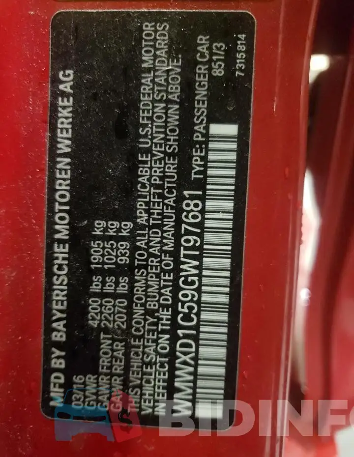WMWXD1C59GWT97681 Photo# 13