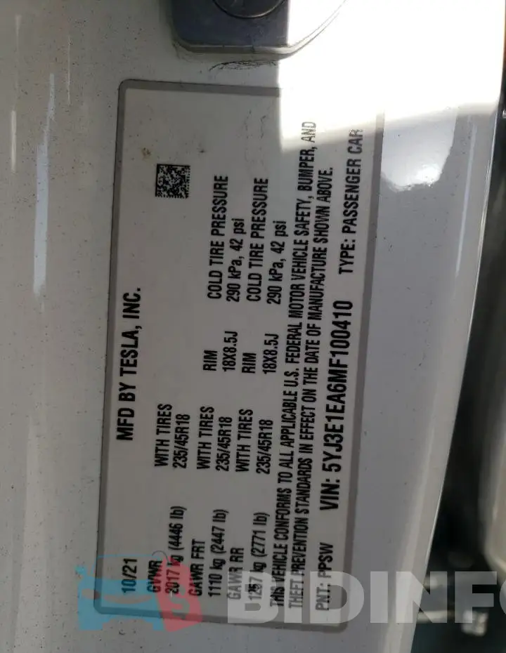 5YJ3E1EA6MF100410 Photo# 13