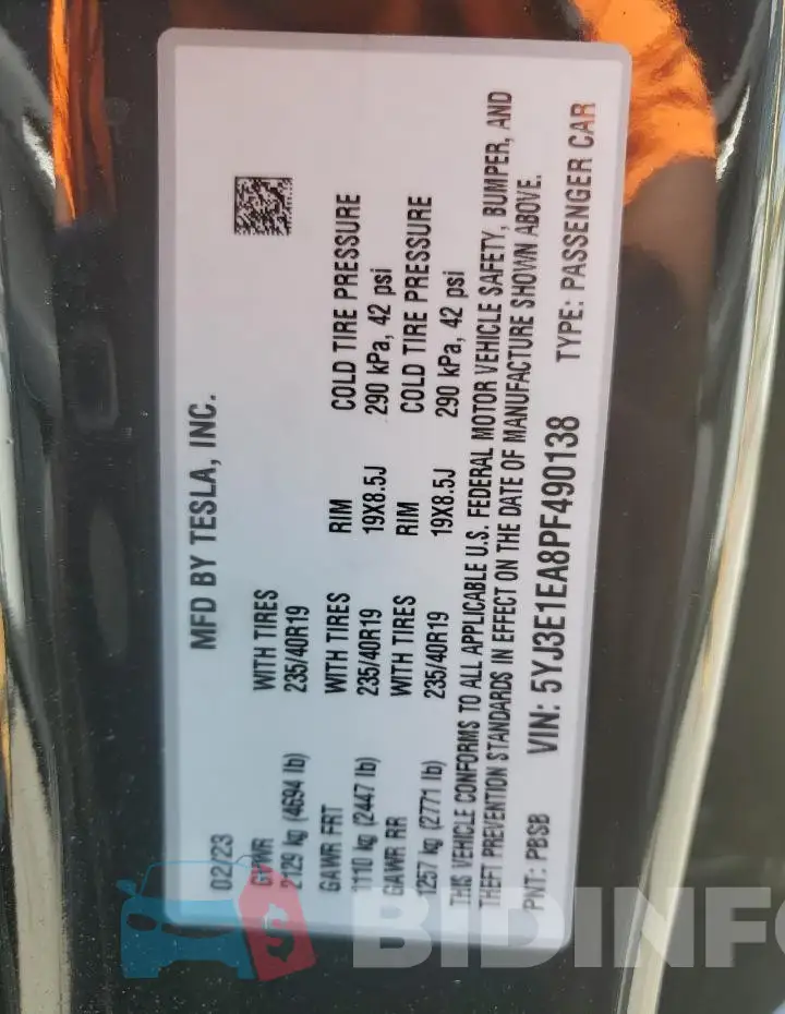 5YJ3E1EA8PF490138 Photo# 13