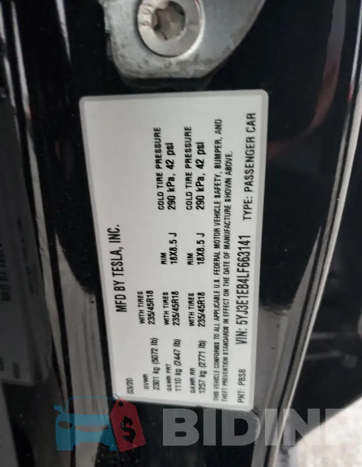 5YJ3E1EB4LF663141 Photo# 13