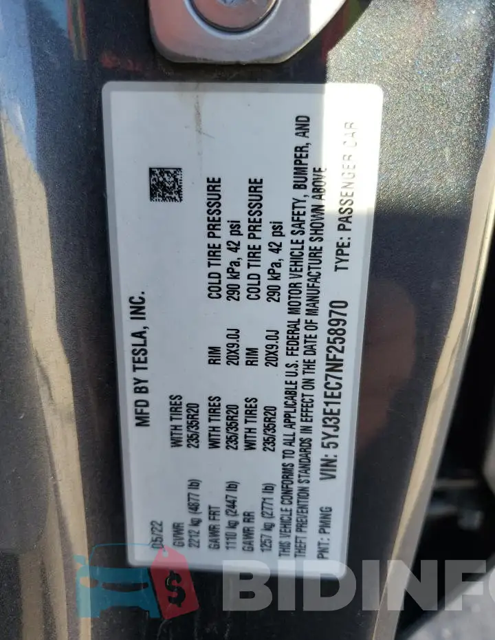 5YJ3E1EC7NF258970 Photo# 13