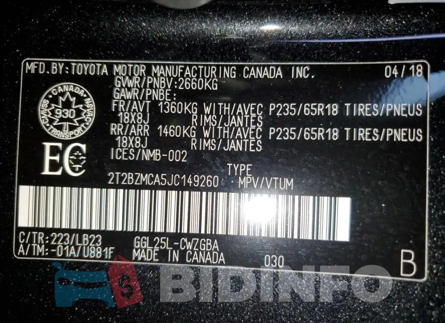2T2BZMCA5JC149260 Photo# 13
