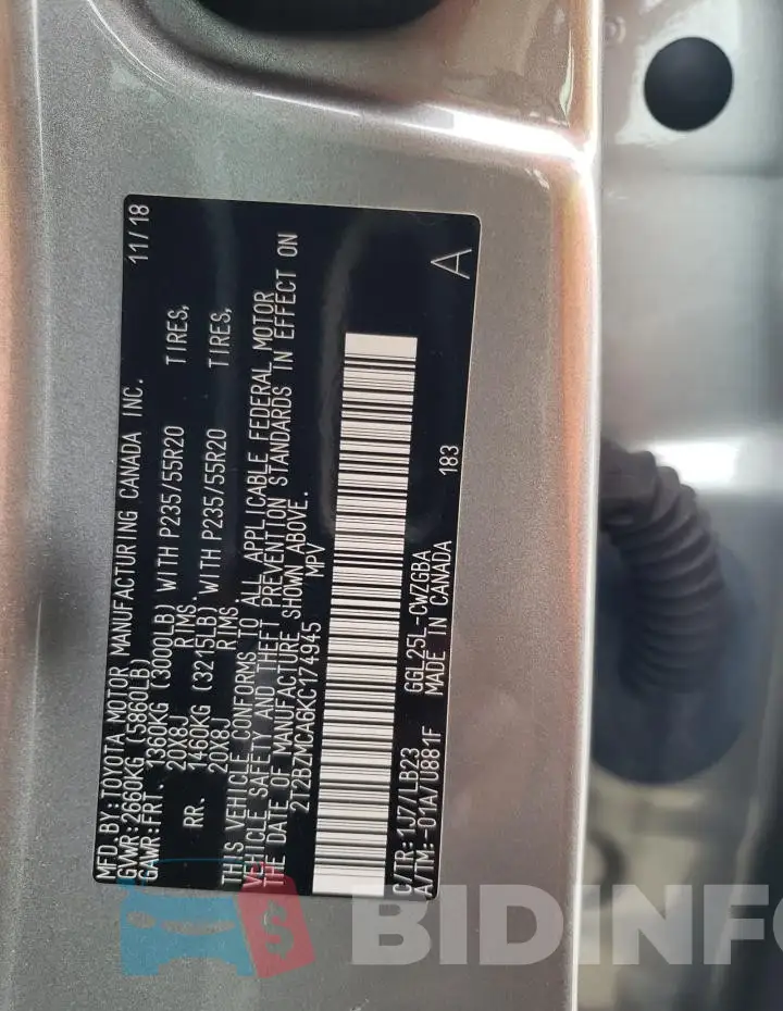 2T2BZMCA6KC174945 Photo# 12