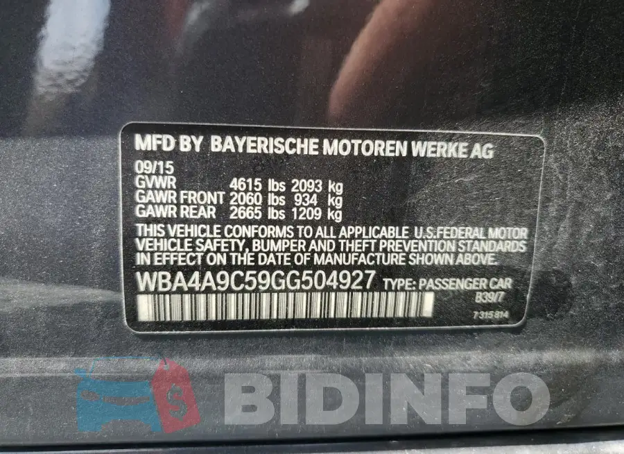 WBA4A9C59GG504927 Photo# 12