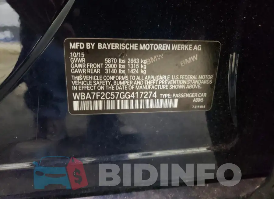 WBA7F2C57GG417274 Photo# 12