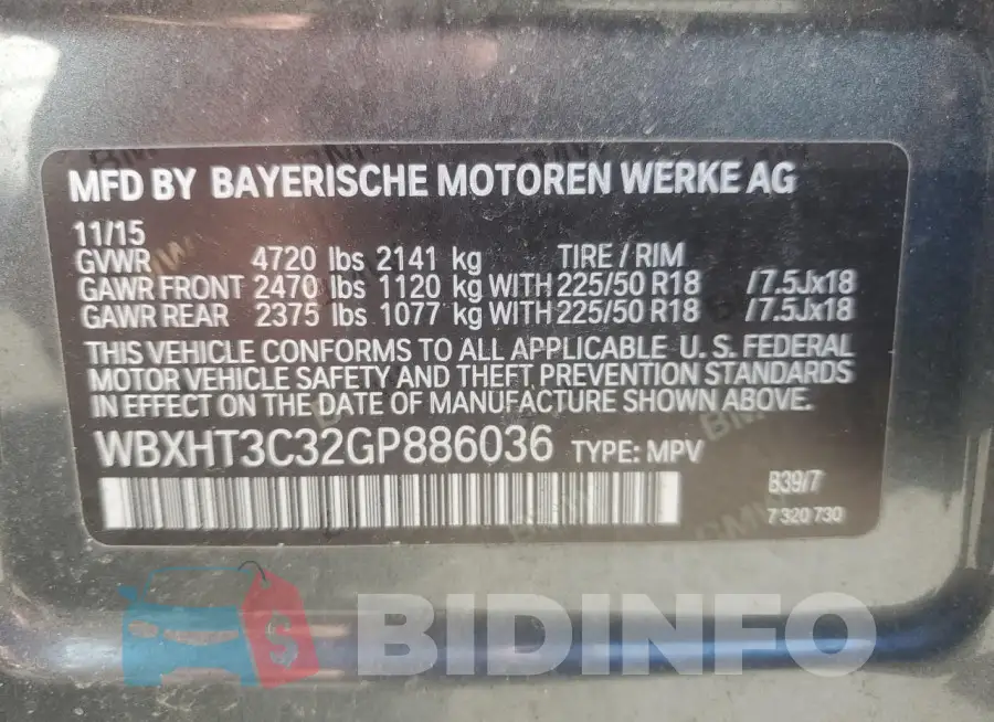 WBXHT3C32GP886036 Photo# 12