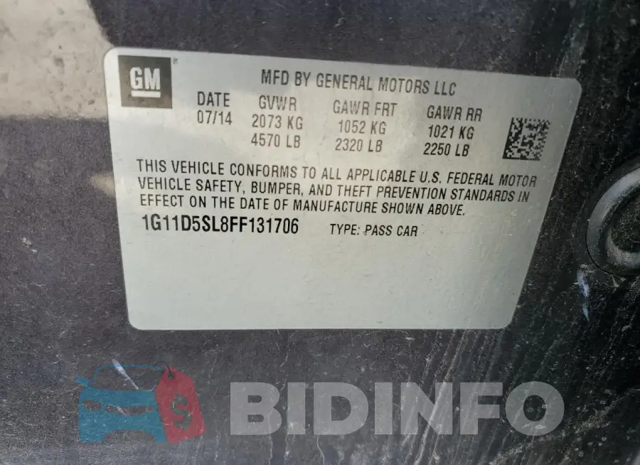 1G11D5SL8FF131706 Photo# 12