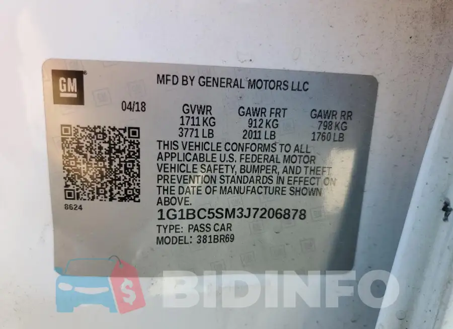1G1BC5SM3J7206878 Photo# 12