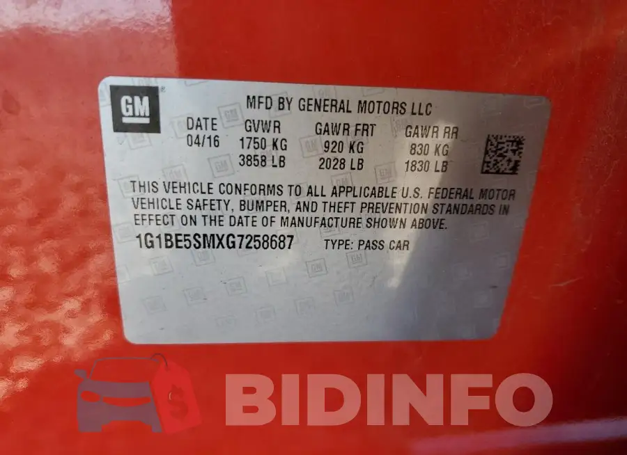 1G1BE5SMXG7258687 Photo# 12