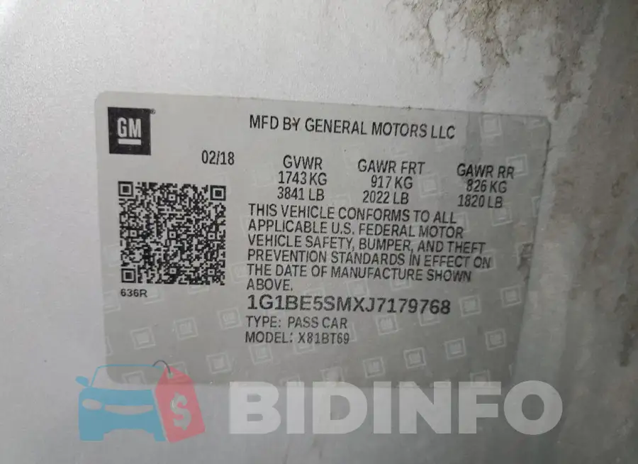 1G1BE5SMXJ7179768 Photo# 13