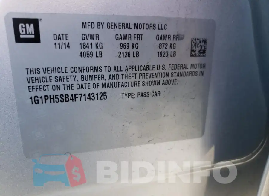 1G1PH5SB4F7143125 Photo# 12