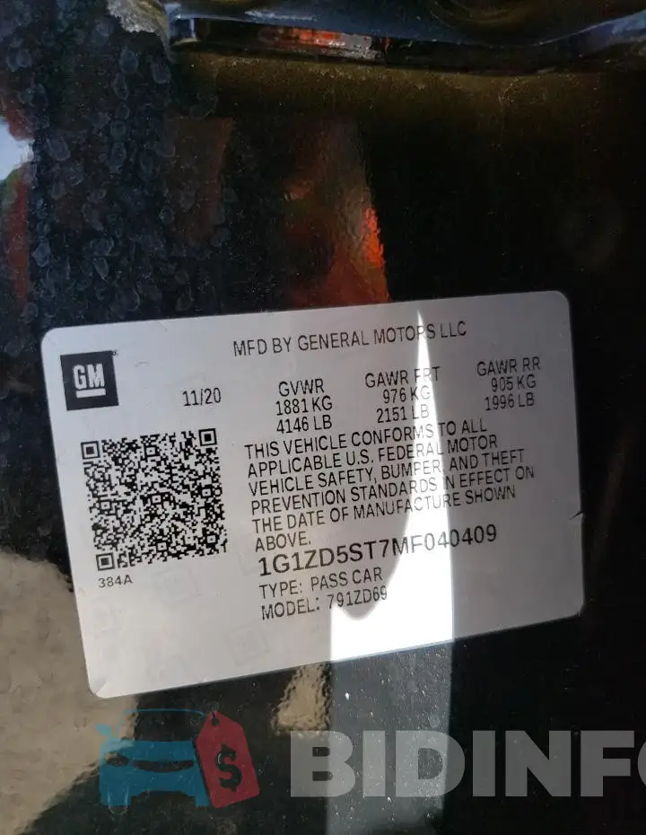 1G1ZD5ST7MF040409 Photo# 13