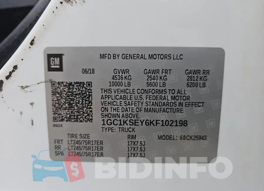 1GC1KSEY6KF102198 Photo# 10