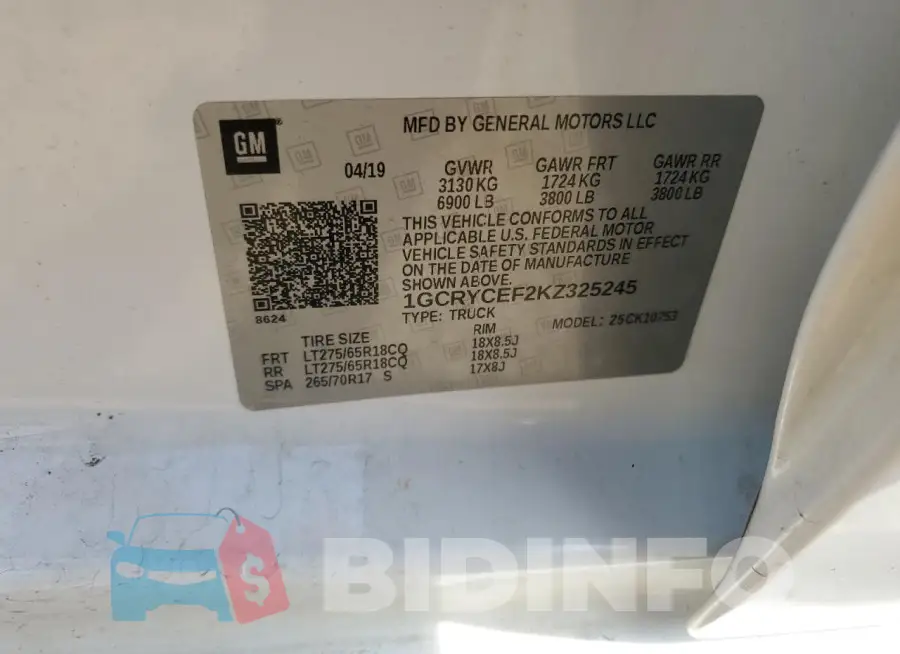 1GCRYCEF2KZ325245 Photo# 12