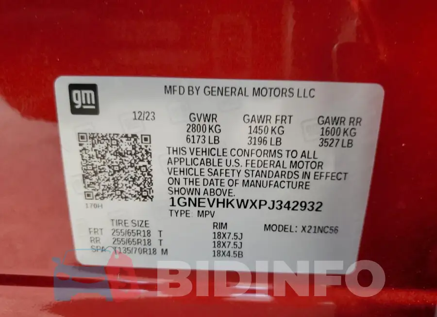 1GNEVHKWXPJ342932 Photo# 14