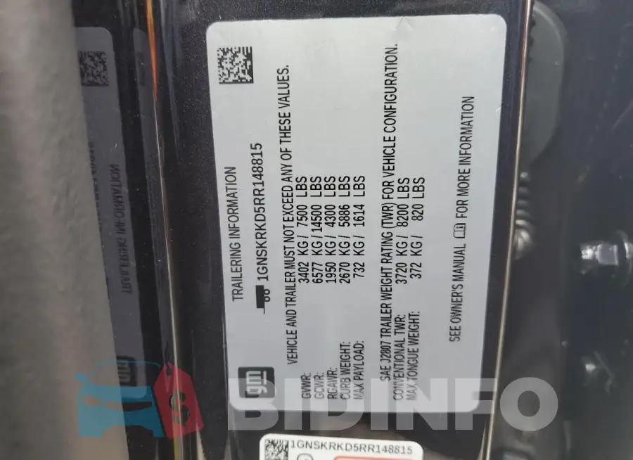 1GNSKRKD5RR148815 Photo# 13