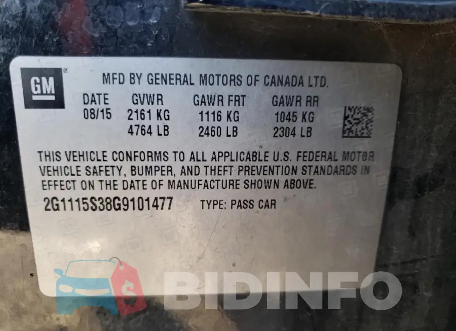 2G1115S38G9101477 Photo# 12