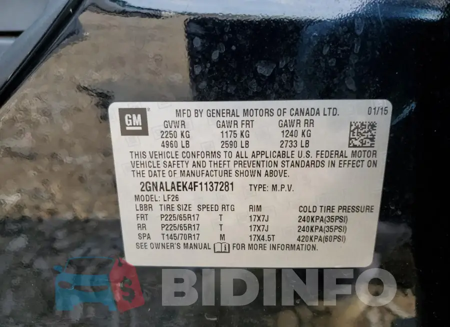 2GNALAEK4F1137281 Photo# 13