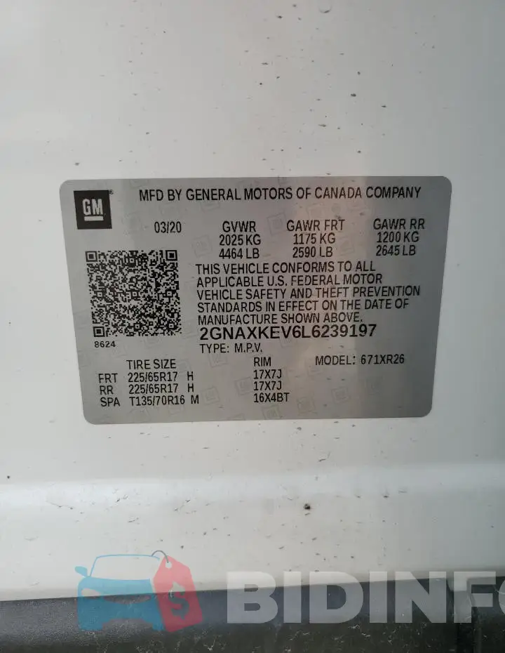 2GNAXKEV6L6239197 Photo# 12