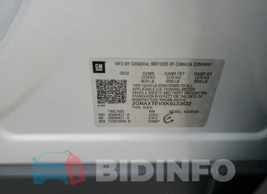 2GNAXTEVXK6133632 Photo# 14