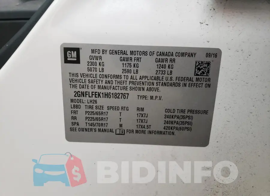 2GNFLFEK1H6182767 Photo# 13