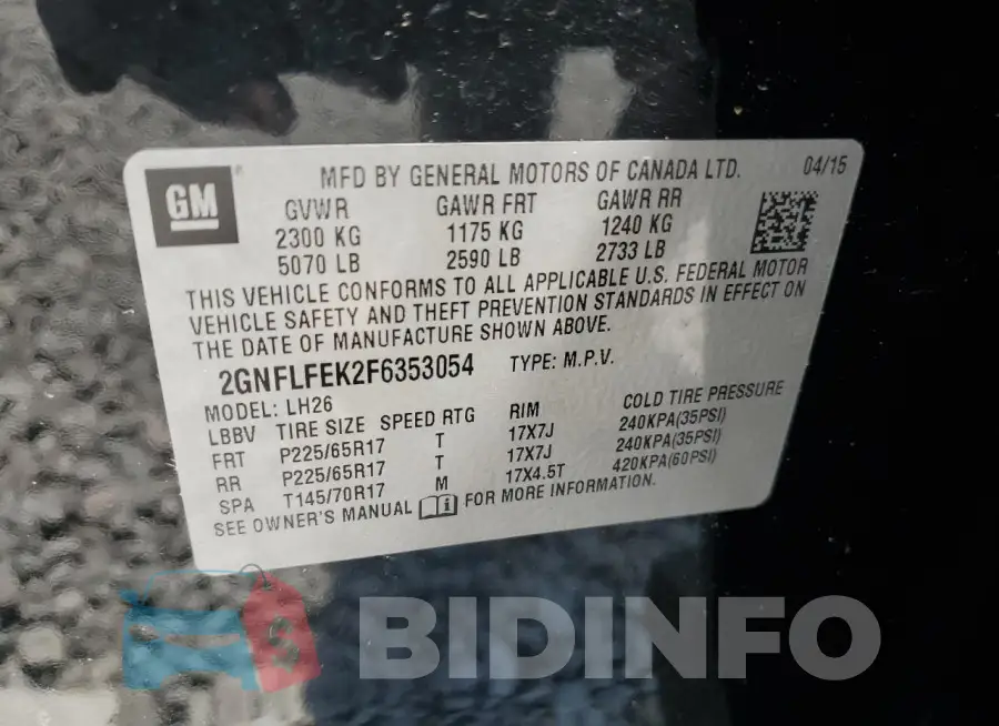 2GNFLFEK2F6353054 Photo# 13