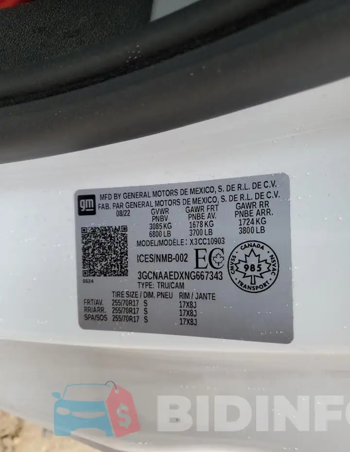 3GCNAAEDXNG667343 Photo# 13