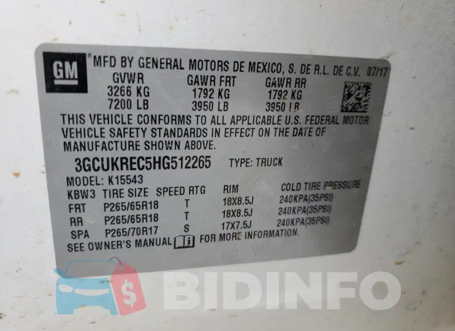 3GCUKREC5HG512265 Photo# 12
