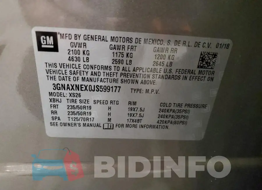 3GNAXNEX0JS599177 Photo# 13