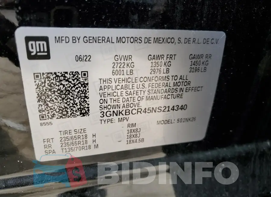 3GNKBCR45NS214340 Photo# 12