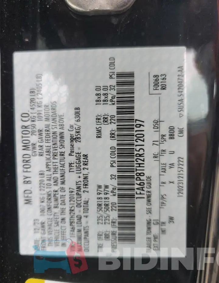 1FA6P8TH2R5120197 Photo# 12