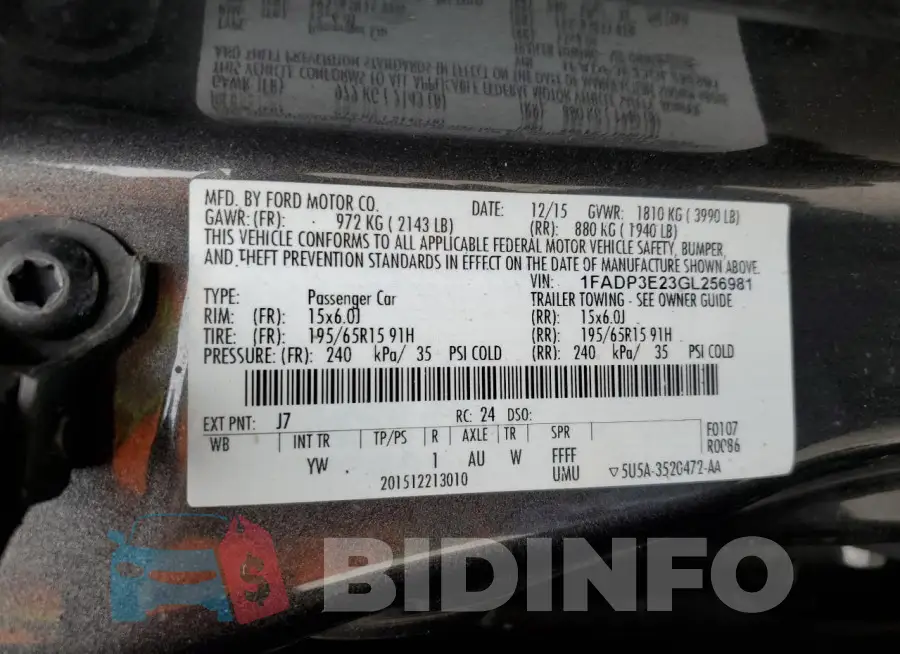 1FADP3E23GL256981 Photo# 12