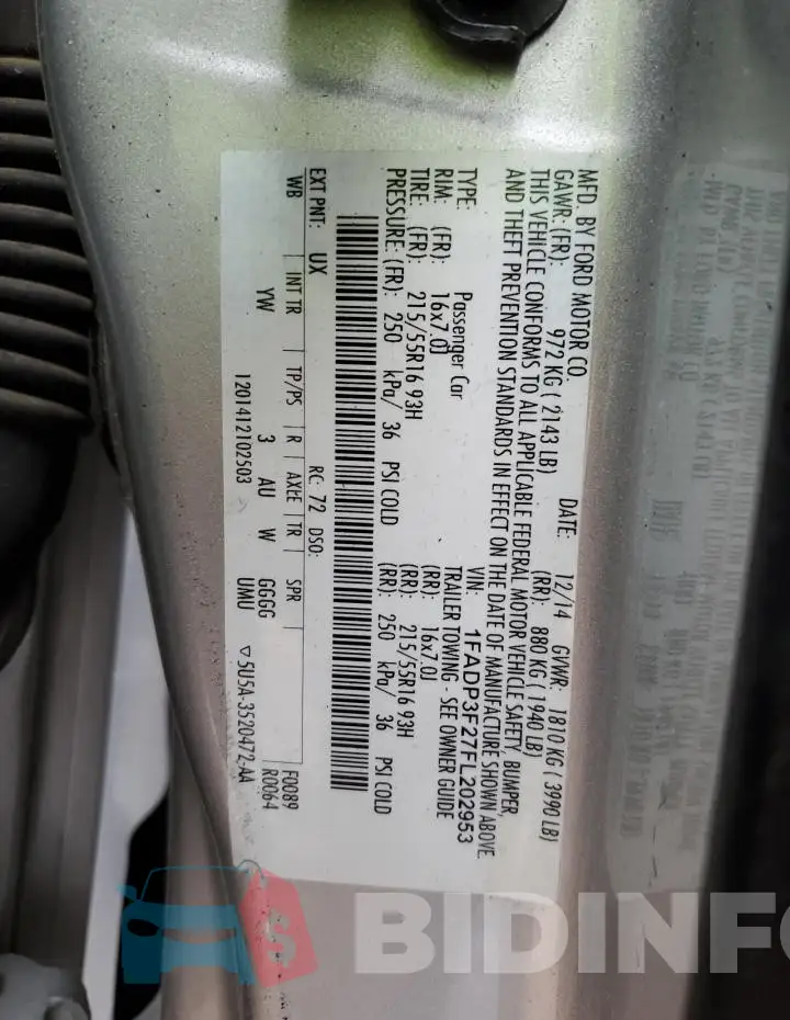 1FADP3F27FL202953 Photo# 12