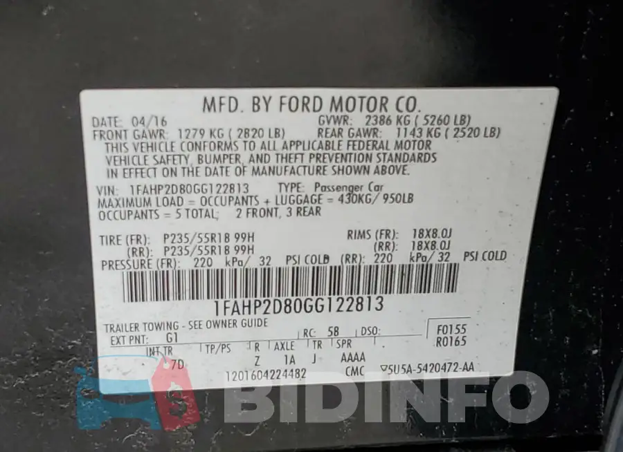 1FAHP2D80GG122813 Photo# 12
