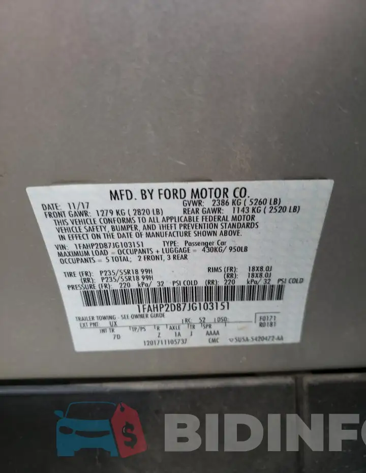 1FAHP2D87JG103151 Photo# 12