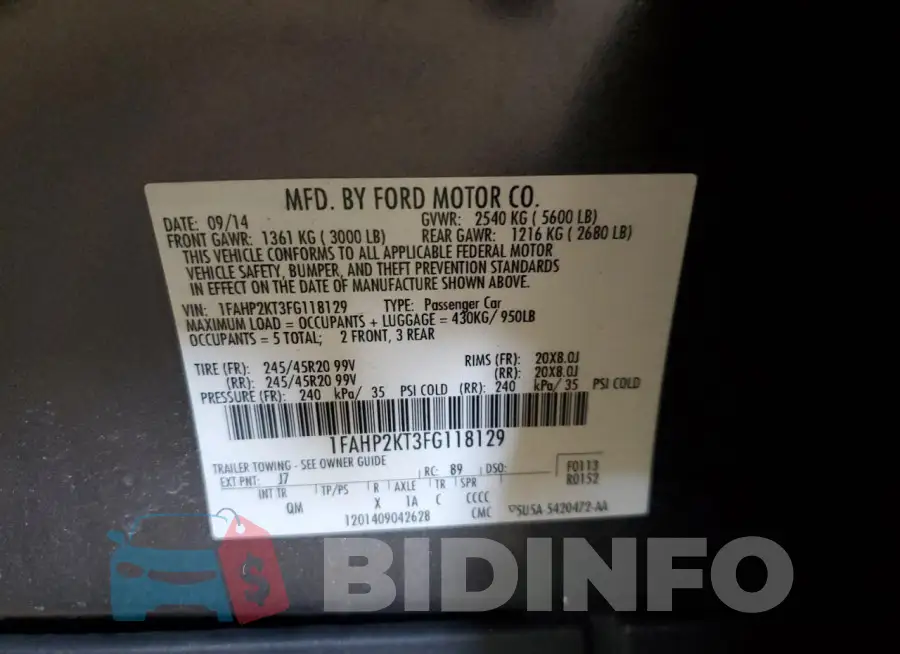 1FAHP2KT3FG118129 Photo# 12