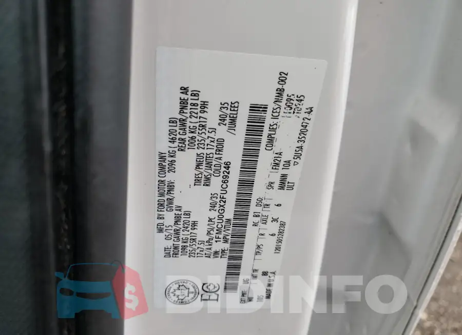 1FMCU0GX2FUC69246 Photo# 13