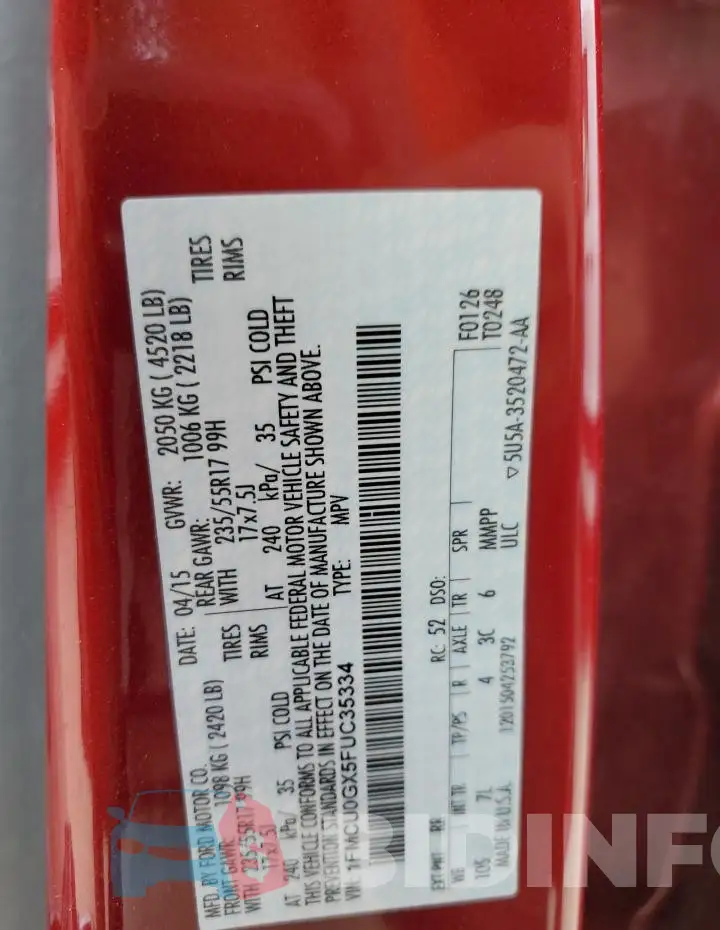 1FMCU0GX5FUC35334 Photo# 13